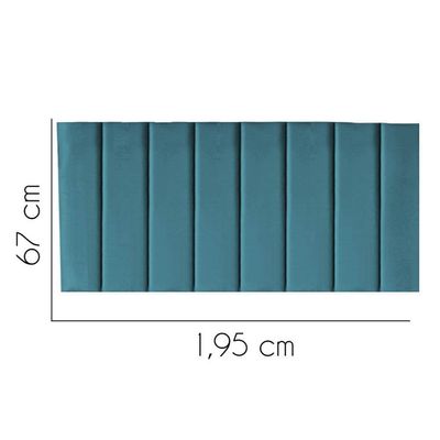 Painel Estofada Carla 195cm King Size Para Cama Box Quarto Suede Azul Turquesa - Gat Magazine