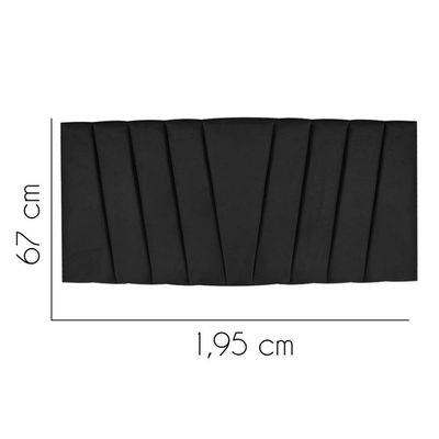 Painel Estofada Bélgica 195cm King Size Para Cama Box Quarto Suede Preto - Gat Magazine