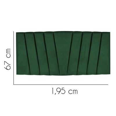 Painel Estofada Bélgica 195cm King Size Para Cama Box Quarto Suede Verde - Gat Magazine
