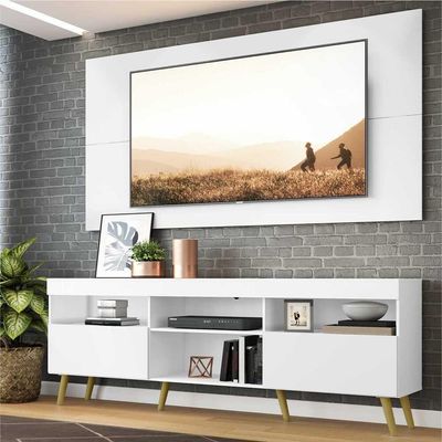 Rack com Painel TV até 65" e Pés Retrô Flórida Multimóveis