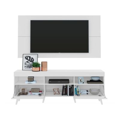 Rack com Painel Tv até 65" com Espelho Pés Retrô Multimóveis