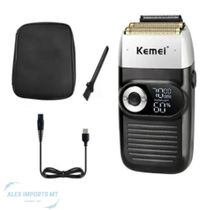 Barbeador Elétrico Kemei Km2026 Sem Fio Bateria Recarregavel