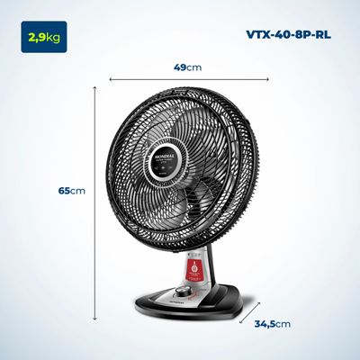 Ventilador de Mesa Mondial Turbo 8 Pás 40 cm Repelente Líquido VTX-40-8P-RL 110V