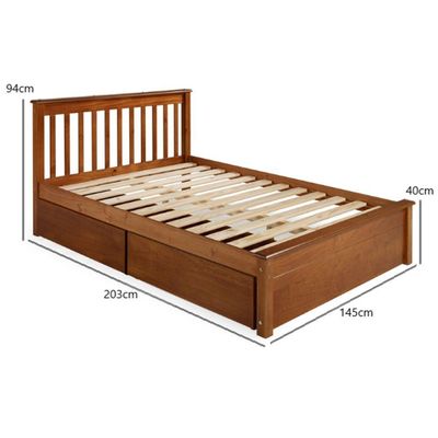 Conjunto Cama Casal Inglesa Com Dois Gavetões Em Madeira Maciça Mv Outlet Mel