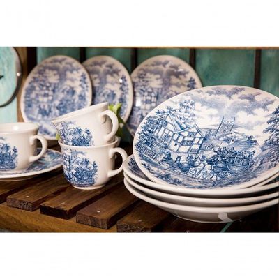 Kit Pratos Rasos E Fundos 4 Peças Biona Cena Inglesa Oxford® Cerâmica