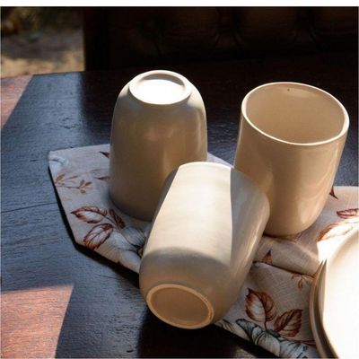 Jogo De Caneca Copa E Cia 2 Peças Vivant Em Cerâmica Areia