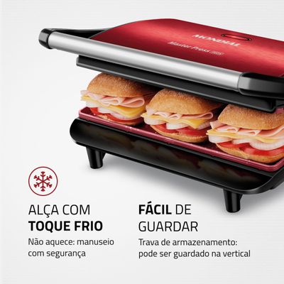 Press Grill Red Ceramic Mondial PG-01-RC 110V