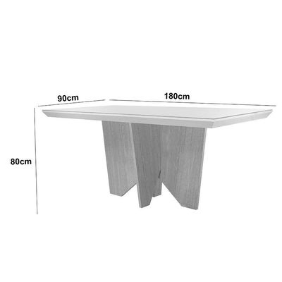 Mesa Para Sala De Jantar Evora 180cm Em Mdf E Vidro Off White/ Imbuia/ Serig. Off