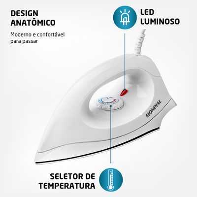 Ferro de Passar A Seco Mondial FSN-55-W 110V
