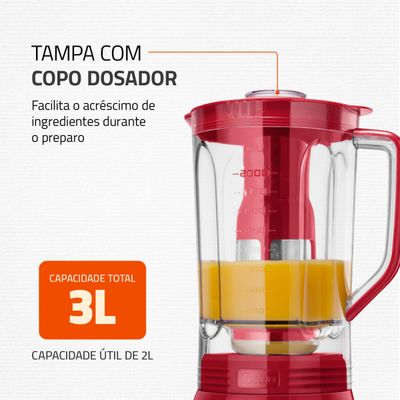 Liquidificador Mondial Turbo Inox 3L L-1100-RI 110V