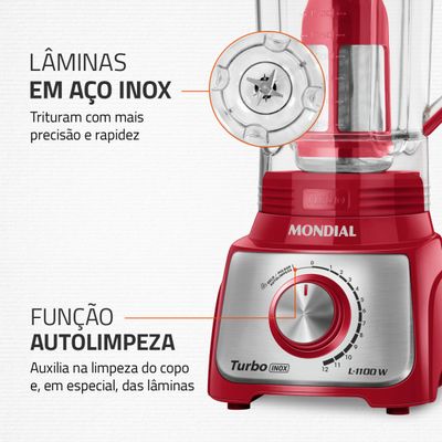 Liquidificador Mondial Turbo Inox 3L L-1100-RI 110V