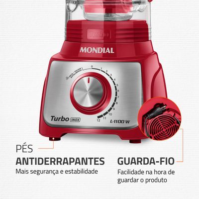 Liquidificador Mondial Turbo Inox 3L L-1100-RI 110V