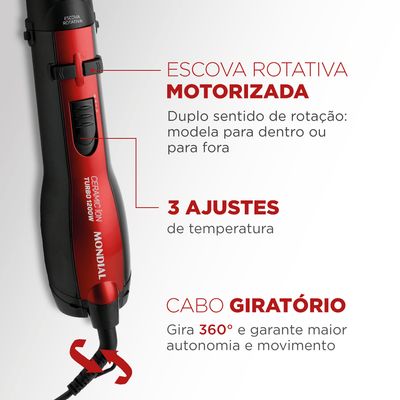 Escova Rotativa Ceramic Íon Turbo Mondial ER-09 110V