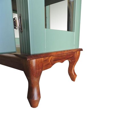 Cristaleira Luiz Xv Espelhada Com 3 Prateleiras 1087e Verde Musgo