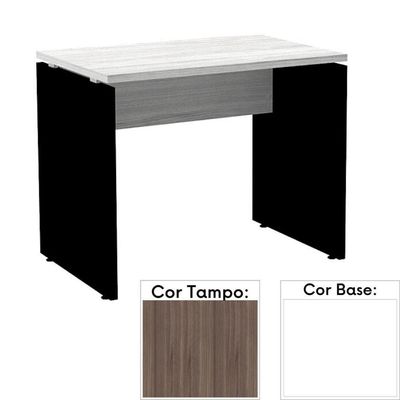 Mesa De Escritório Pé Painel Pe25 Em Mdp 170 X 70 Cm Cor Walnut E Base Branca