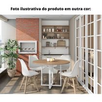 Mesa De Reunião Redonda 110 X 110 Cm Pé Tubular Pe25 Em Mdp Walnut E Base Preta