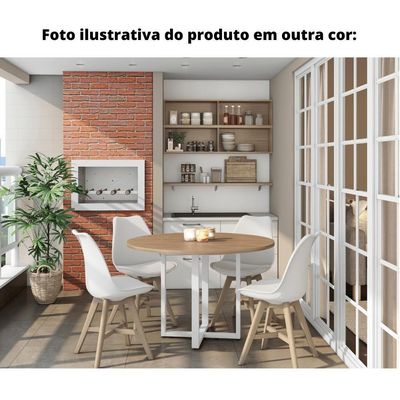 Mesa De Reunião Redonda 110 X 110 Cm Pé Tubular Pe25 Em Mdp Walnut E Base Preta