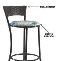 Kit Com 6 Banquetas Alta Forts Fibra Uv Bancada, área Goumert, Bar, Piscina, Balcão, Azul Floral