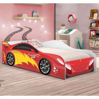 Mini Cama Carrinho Flash Vermelho Com Colchão