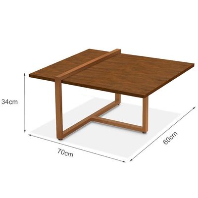Mesa Centro Estilo Industrial Berlin Decorativa Moderna Klm Móveis Imbuia/bronze