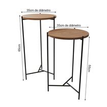 Mesa Lateral Redonda Áquila Preta Tampo Imbuia - Cor: Marrom