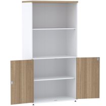 Armário Misto Pe25 Pandin 79,20cm Noce Naturalle E Branco Com Duas Portas E Prateleira Superior