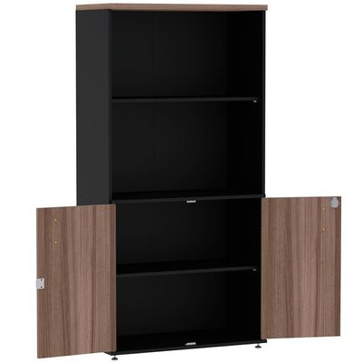 Armário Misto Pe25 Pandin 79,20 Cm Em Mdp Walnut E Preto Com Duas Portas E Prateleira Superior