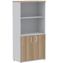 Armário Misto Pe25 Pandin 79,20cm Noce Naturalle E Branco Com Duas Portas E Prateleira Superior
