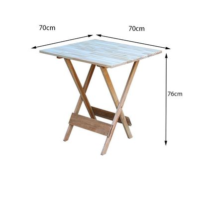 Jogo De Mesa Dobrável Em Madeira Padrão Com 4 Cadeiras 70X 70 - Sem Pintura/Crua - Marrom