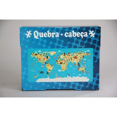 Quebra Cabeça Mapa Mundi Ilustrativo - 98 X 51 45 Peças