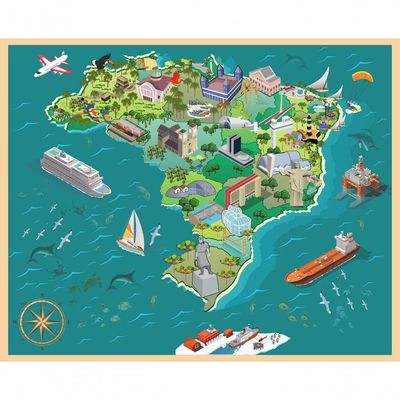 Quebra Cabeça - Mapa Do Brasil - 98 X 78cm - 1014 Peças