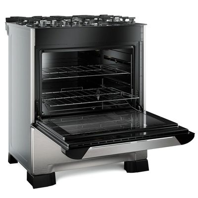 Fogão Mueller 5 Bocas Decorato Vetro Inox Com Timer Bivolt Bivolt