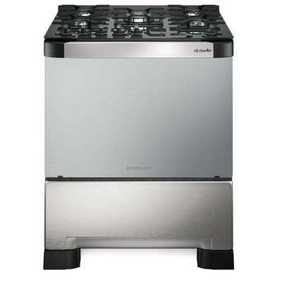 Fogão Mueller 5 Bocas Decorato Vetro Inox Com Timer Bivolt Bivolt