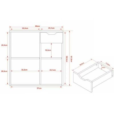 Conjunto de Banheiro Balcão Suspenso BN3605 c/ Cuba Pia BN3600 60cm cor Branco - Tecno Mobili
