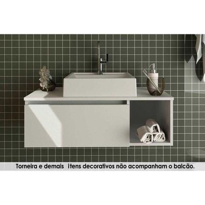 Conjunto de Banheiro Balcão Suspenso BN3601 c/ Cuba Pia BN3600 80cm cor Branco - Tecno Mobili