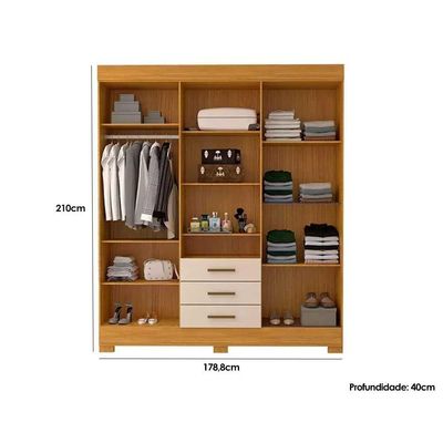 Guarda Roupa Casal 6 Portas e 9 Gavetas c/ Espelho Débora Branco - ACP