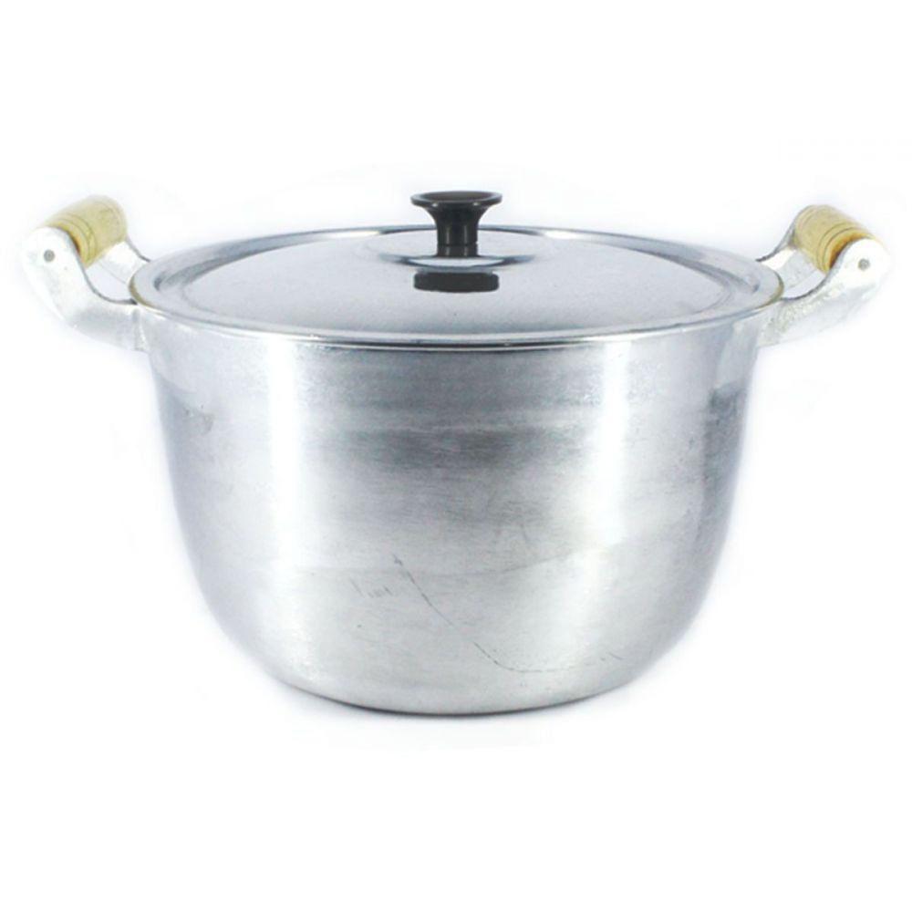 Caldeirão Alumínio Fundido Polido Alça De Madeira 26cm
