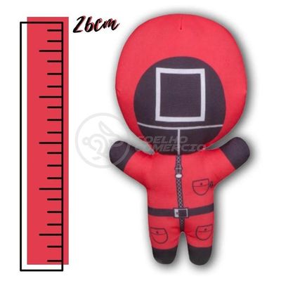 Boneco De Pelucia Squid Game Round 6 Vermelho 26Cm Quadrado