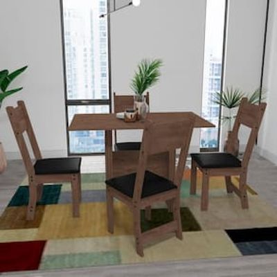 Mesa de Jantar com 4 Cadeiras Indekes Pequi Marrom