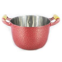 Caldeirão Alumínio Craqueado Alça de Madeira Vermelho 30cm