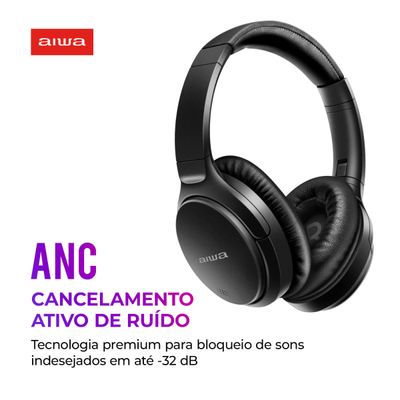 Fone de Ouvido Headphone AIWA HP-01-B BT ANC Alta Definição Bivolt