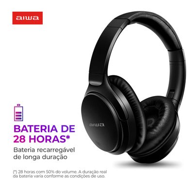 Fone de Ouvido Headphone AIWA HP-01-B BT ANC Alta Definição Bivolt