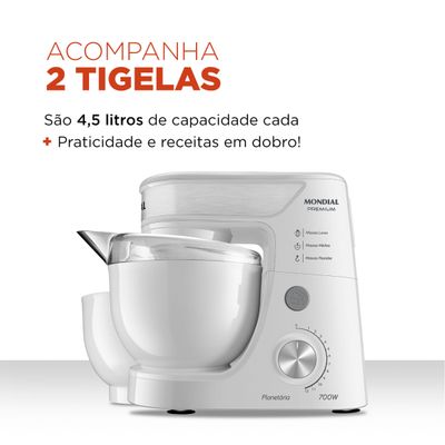 Batedeira Planetária Mondial Premium BP-01P-W 110V