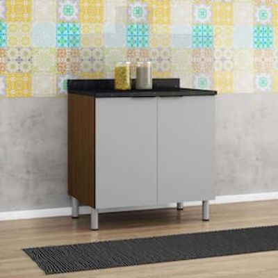 Cozinha Completa Bartira Rubi com 9 Portas, 3 Gavetas e 6 Prateleiras - 280cm de largura Marrom Chocolate