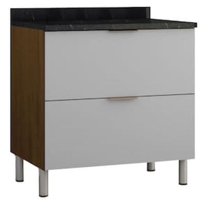 Cozinha Completa Bartira Rubi com 7 Portas e 5 Gavetas - 280cm de largura Marrom