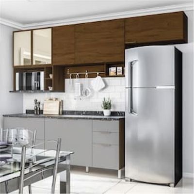 Cozinha Completa Bartira Rubi com 7 Portas e 5 Gavetas - 280cm de largura Marrom