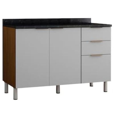 Cozinha Completa Bartira Rubi com 7 Portas e 5 Gavetas - 280cm de largura Marrom