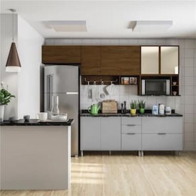 Cozinha Completa Bartira Rubi com 7 Portas e 5 Gavetas - 280cm de largura Marrom