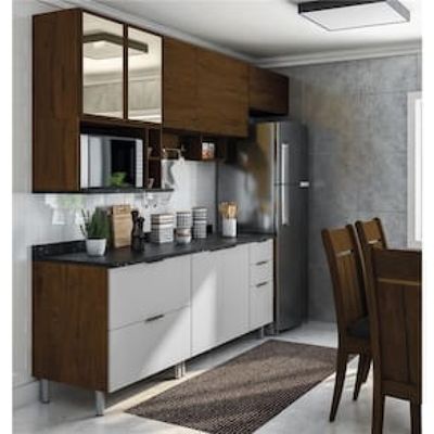 Cozinha Completa Bartira Rubi com 7 Portas e 5 Gavetas - 280cm de largura Marrom