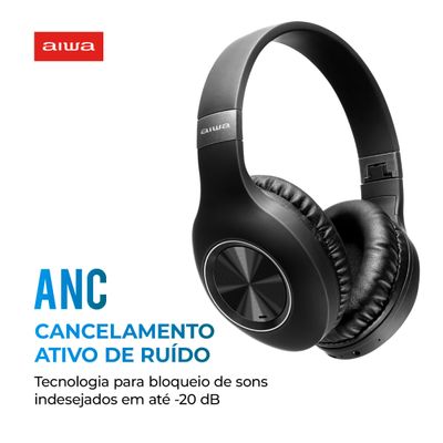 Fone de Ouvido Headphone AIWA HP-02-B BT ANC Alta Definição Bivolt